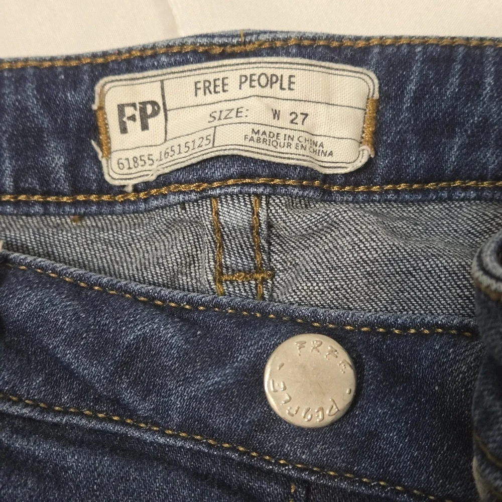Free People Women's High Rise Skinny Jeans Button Fly Stretch Size 27
